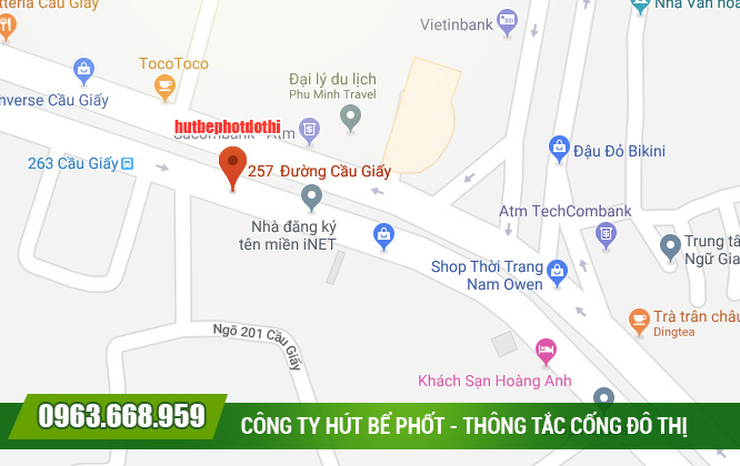 Địa chỉ hút bể phốt Đô Thị tại 257 đường Cầu Giấy, Cầu Giấy, Hà Nội